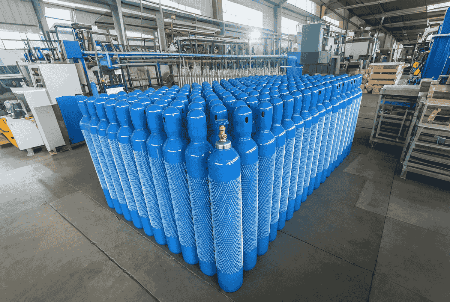 Finished blue cylinders