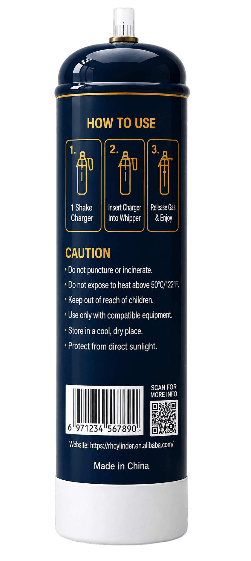 640g 0.95L N2O Cream Charger Cylinder