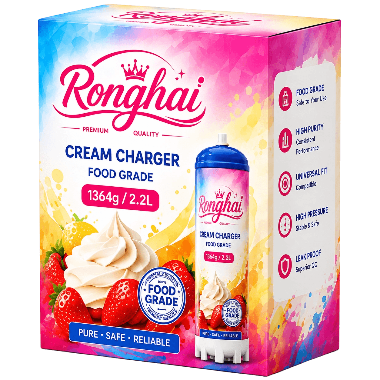 1364g 2.2L N2O Cream Charger Cylinder
