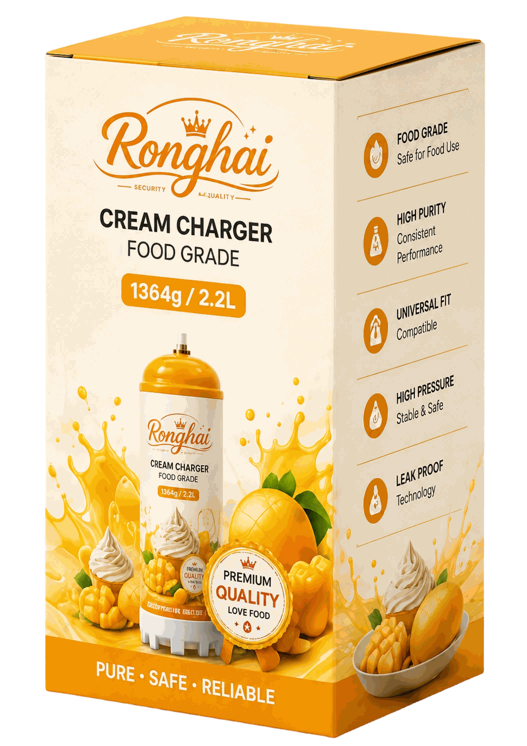 Mango Flavor N2O Cream Charger Cylinder