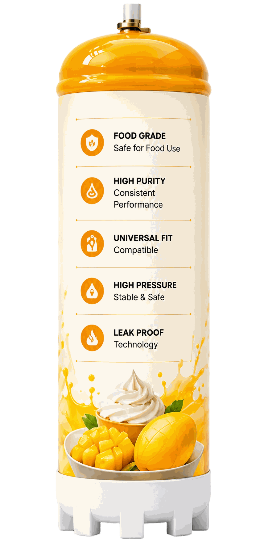 Mango Flavor N2O Cream Charger Cylinder