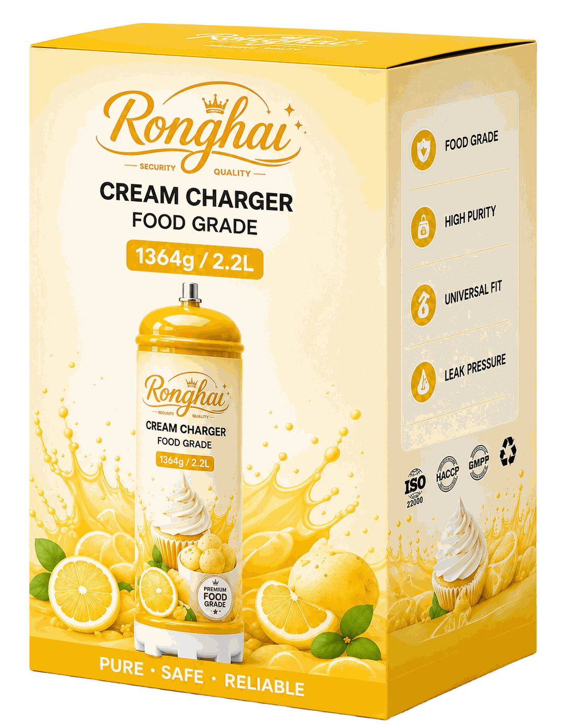Lemon Flavor N2O Cream Charger Cylinder