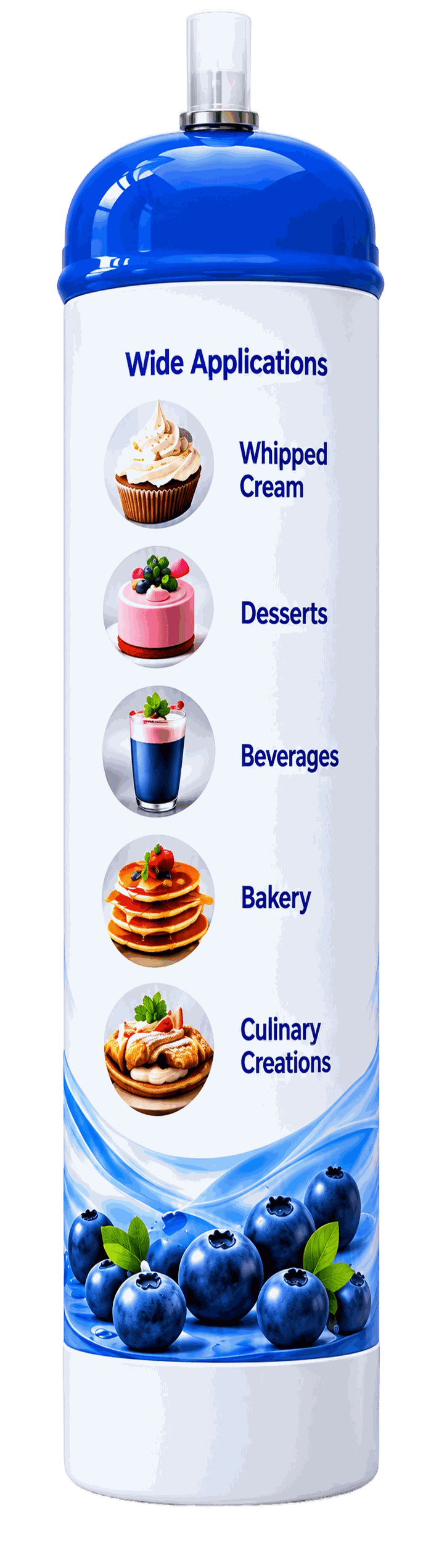 Blueberry Flavor N2O Cream Charger Cylinder