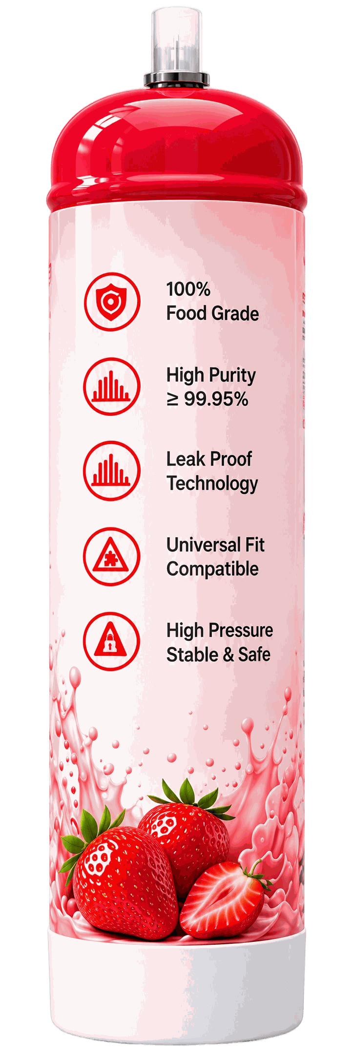 Strawberry Flavor N2O Cream Charger Cylinder