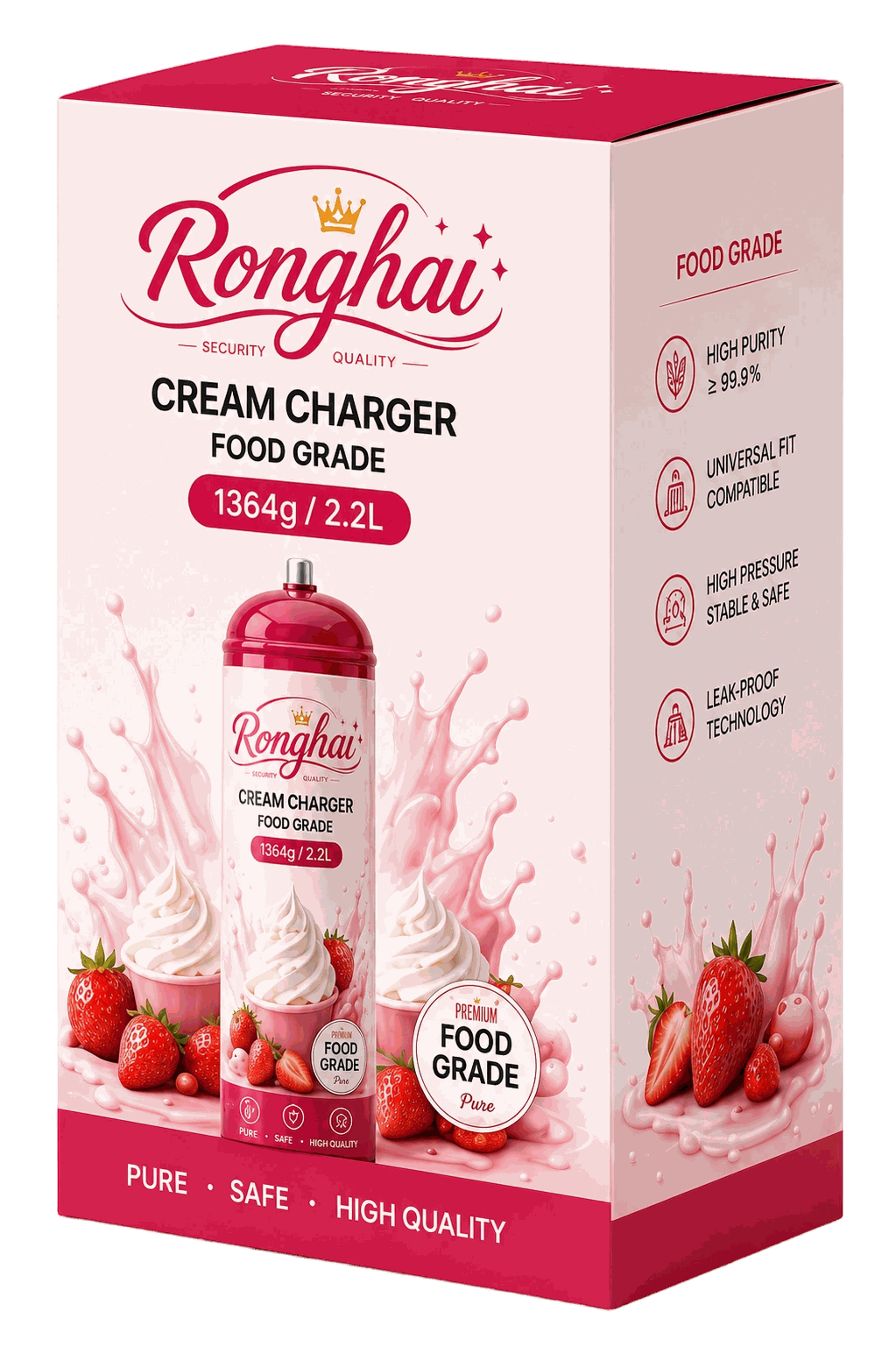 Strawberry Flavor N2O Cream Charger Cylinder