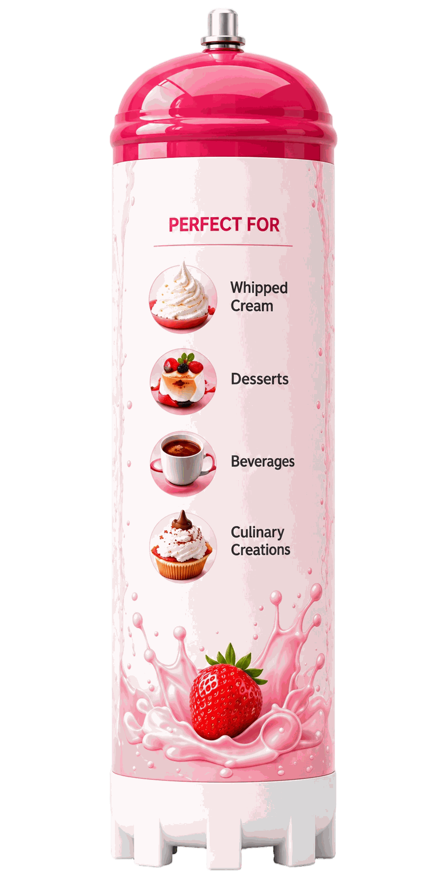 Strawberry Flavor N2O Cream Charger Cylinder