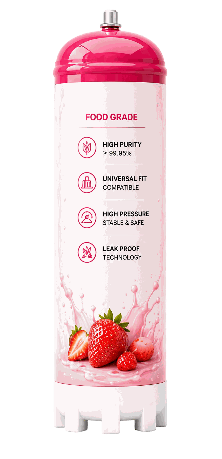 Strawberry Flavor N2O Cream Charger Cylinder