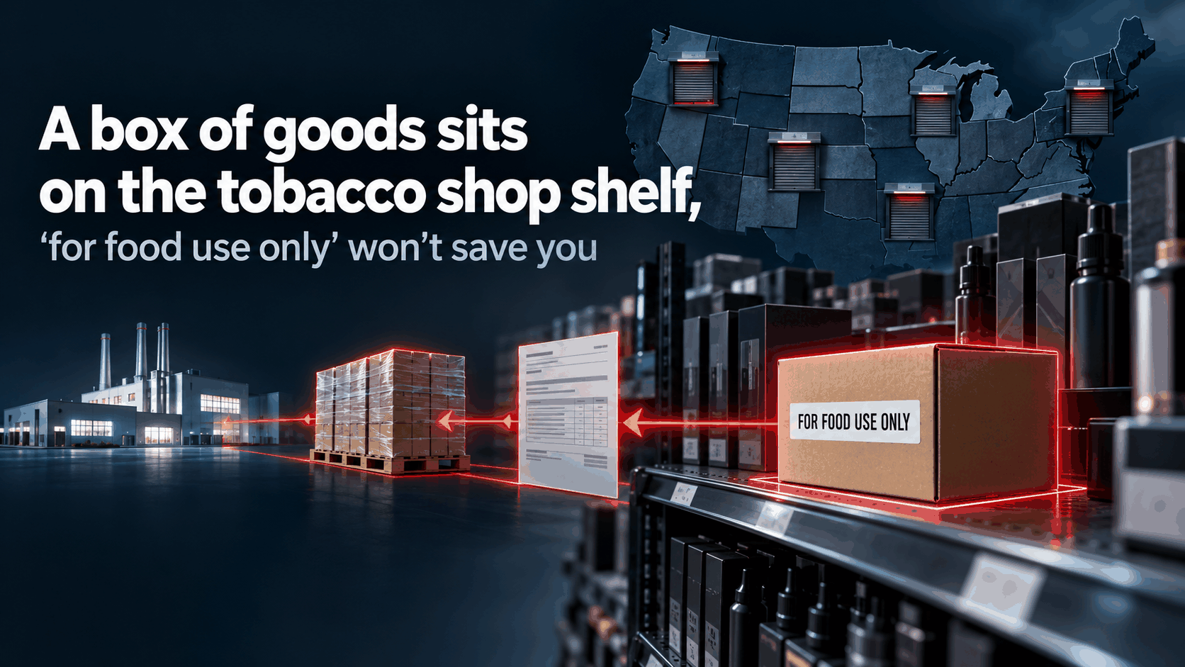 A box of goods sits on the tobacco shop 
